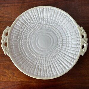 Belleek Limpet Yellow Cake Plate 5th Mark 1955-65 Ireland Vintage Mother's Day